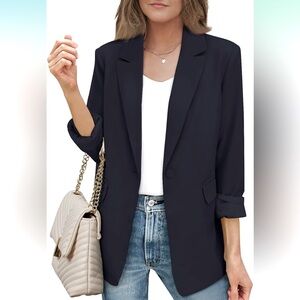 NWT AUTOMET Black One Button Long Sleeve Office Blazer, Size Medium